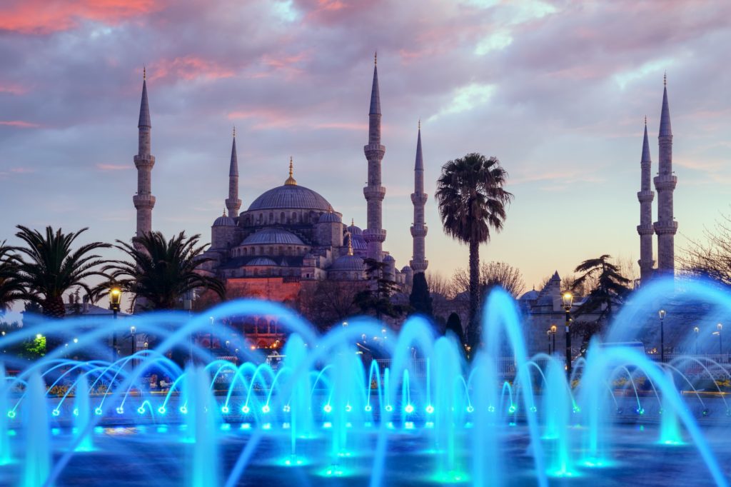 Fountain on Sultanahmet area in evening time