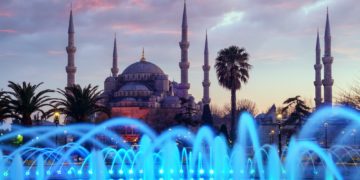 Fountain on Sultanahmet area in evening time
