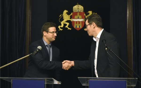 Gulyás Gergely és Karácsony Gergely közös sajtótájékoztatója a Fővárosi Közfejlesztések Tanácsának ülése után