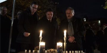 Megemlékezés a 75 éve felállított pesti gettó évfordulója alkalmából Erzsébetvárosban