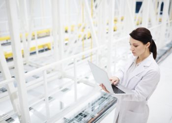 Innovation scientist analyzing bitcoin mining operations