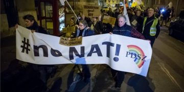 Az új Nat és szakképzési rendszer ellen tüntetett a PDSZ Budapesten