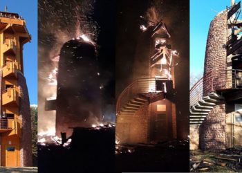 Villámcsapás miatt éghetett le a révfülöpi kilátó faszerkezete