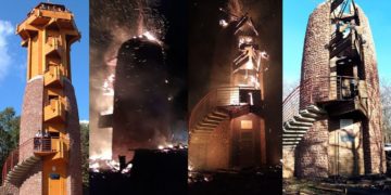 Villámcsapás miatt éghetett le a révfülöpi kilátó faszerkezete