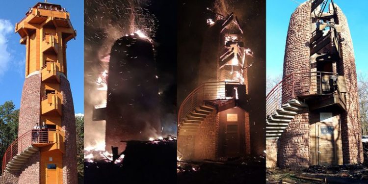 Villámcsapás miatt éghetett le a révfülöpi kilátó faszerkezete