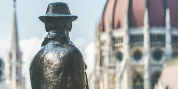 Bronze monument of Hungarian national hero Imre Nagy, Budapest, Hungary