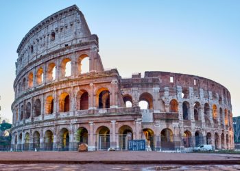 Colosseum at sunrise in Rome
