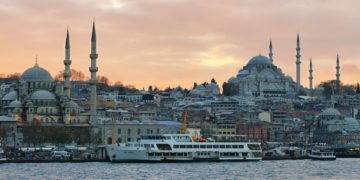 Istanbul skyline at sunset