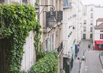 Paris, France - May 22, 2012: View from the heights, to the street and houses of the city on a