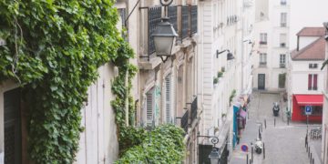 Paris, France - May 22, 2012: View from the heights, to the street and houses of the city on a
