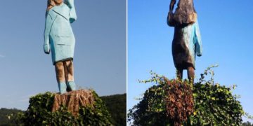 Szlovénia – Felgyújtották Melania Trump szobrát (videó)