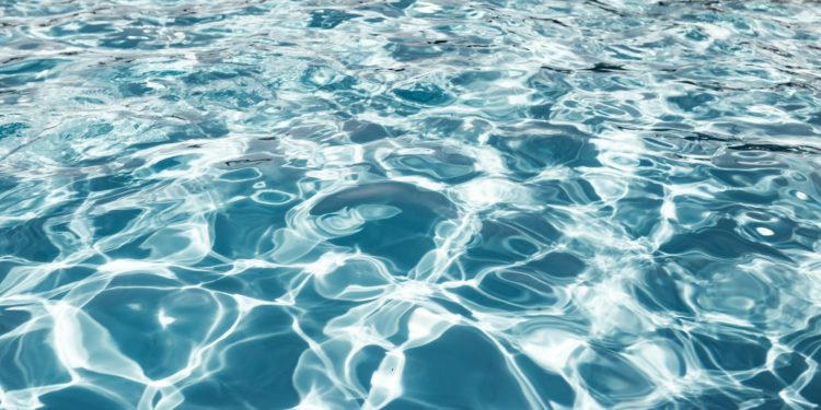 Clear shiny and warm blue water in the pool