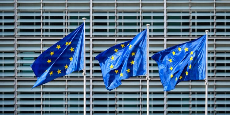 EU flags in front of European Commission
