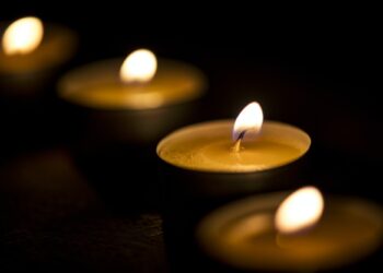 Candles glowing in the dark