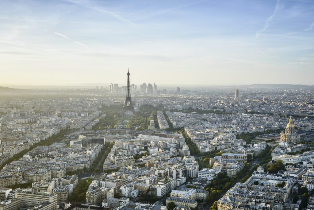 54939,Aerial view of Paris cityscape, Paris, Ile de France, France