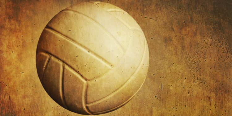 A Volleyball on Textured Grunge Background