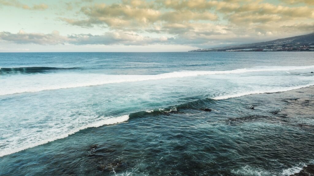 Aerial ocean and coastline view