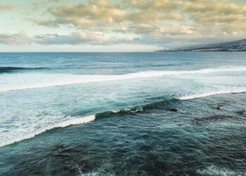 Aerial ocean and coastline view