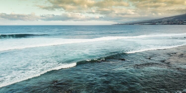 Aerial ocean and coastline view