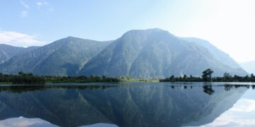 beautiful landscape view of mountains and lake, Altai, Russia