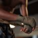 Boxer training on boxing ring