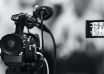 Camera at media conference