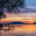 Colorful sunset at lake Balaton i