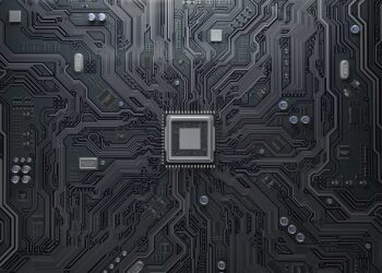 CPU chip on circuit board.