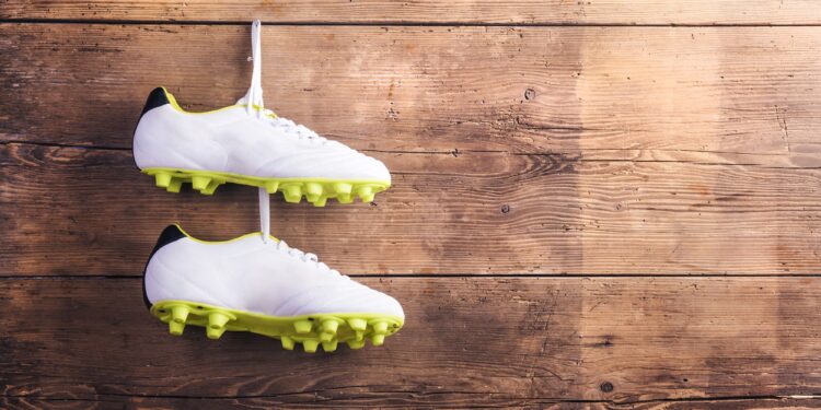 Football shoes on the floor