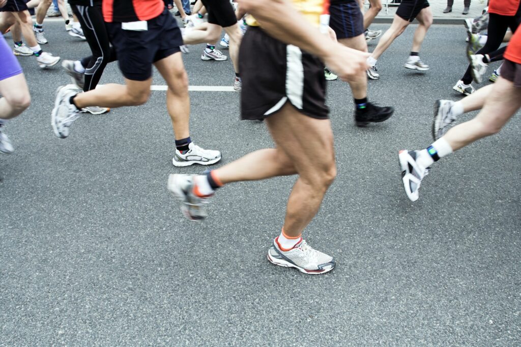 Marathon runner in city
