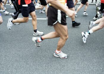 Marathon runner in city