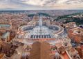 Panoramic view from St Peters basilica in Vatican, Rome
