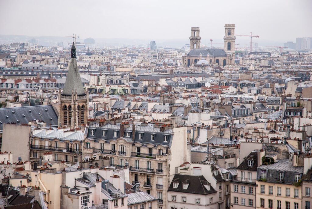 Paris, France - aerial city view with old architecture