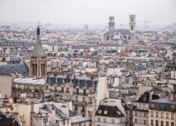 Paris, France - aerial city view with old architecture