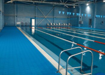 Sport swimming pool interior, nobody