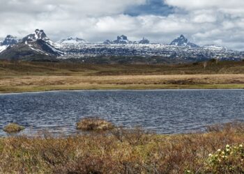 Spring Landscape of Kamchatka Peninsula: Panoramic view of Mountain Lake