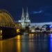 The Hohenzollern Bridge and Cologne Cathedral in the industrial and university city of Cologne
