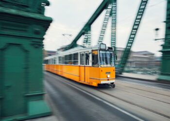 Tram in motion