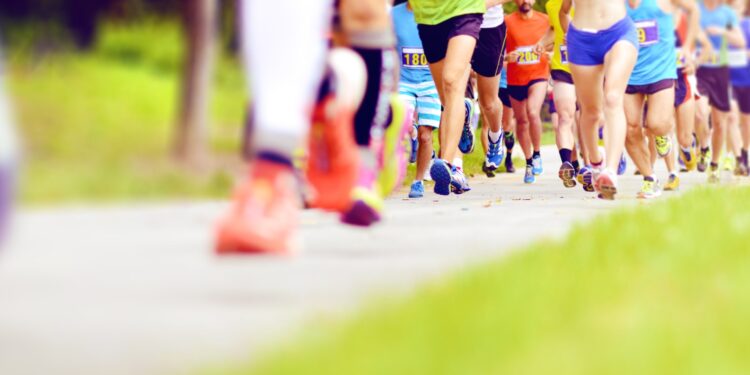 Unidentified marathon racers running