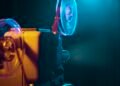 Vintage film projector and film screening