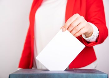 Woman votes on election day.