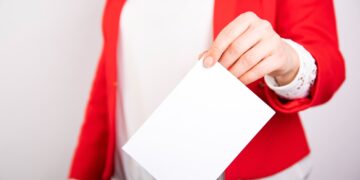 Woman votes on election day.